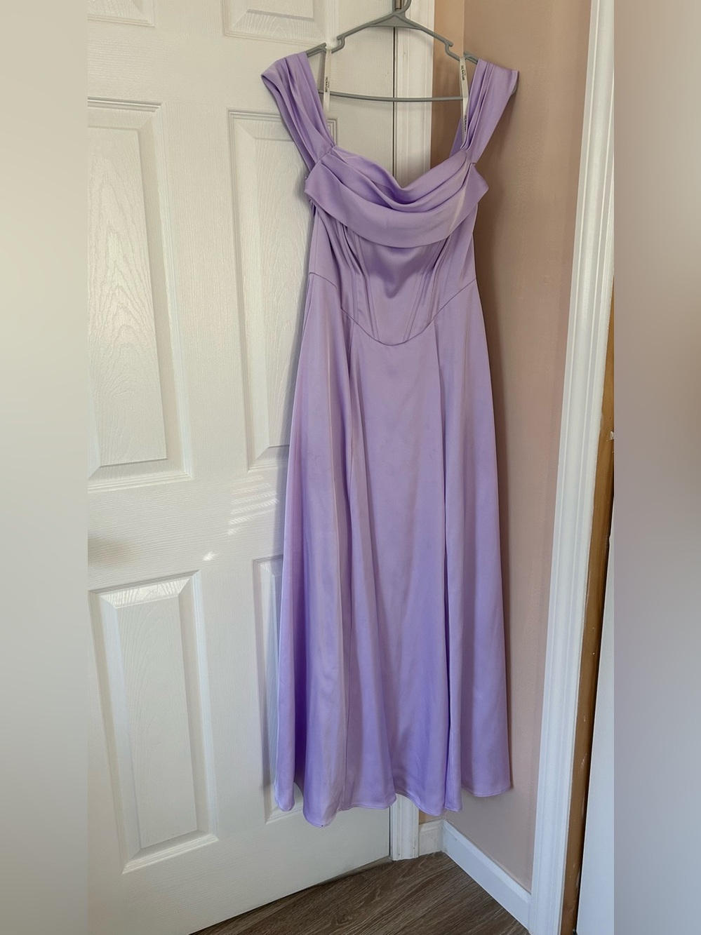 Lavender Corset over the shoulder dress